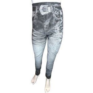 Women Black/White Flower Leggings